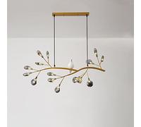 Plafonnier Moderne en Acrylique avec Branches d'arbre et îlot Nordique 15 LED doré avec décoration d'oiseaux pour Salle à Manger, Restaurant, Chambre à Coucher, B
