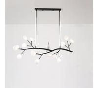 Plafonnier Moderne en Acrylique avec Branches d'arbre et îlot Nordique 15 LED Noir avec décoration d'oiseau pour Salle à Manger, Restaurant, Chambre à Coucher, C