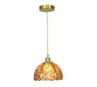 Plafonnier Moderne en Forme de dôme Vintage en Laiton et Cristal avec Perles de cornaline Rouges, idéal pour Une Cuisine, Un îlot ou Une Salle à Manger.