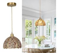 Plafonnier Moderne en Forme de dôme Vintage en Laiton et Cristal avec Perles de cornaline Rouges, Style bohème, idéal pour Une Cuisine, Un îlot ou Une Salle à Manger.