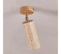 Plafonnier moderne en pierre de travertin, style japonais minimaliste, ampoule E26, luminaire en bois naturel (noyer), base pivotante en bois, éclairage d'accentuation directionnel pour couloir (natur