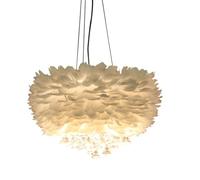 Plafonnier Moderne en Plumes avec Pendentif en Cristal, luminaire en Plumes Blanches, Lustre Romantique et féminin pour Chambre de Fille, Suspension Nuage Duveteuse - 15,7 Pouces