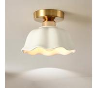 Plafonnier Moderne En Verre Opalin Rose Et Blanc, Style Floral, Idéal Pour Un Couloir, Une Salle Den, Un Porche Ou Une Cuisine. Grand Modèle de Style Mid-Century, Près Du Plafond./Vert