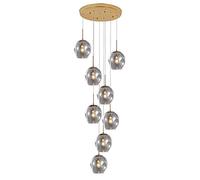 Plafonnier Moderne en Verre soufflé à la Main, Forme Boule, Style Goutte d'eau, idéal pour Un Salon, Une Villa ou de Hauts plafonds, Transparent, 15 lumières (Gris fumé, 10 lumières)