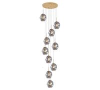 Plafonnier Moderne en Verre soufflé à la Main, Forme Boule, Style Goutte d'eau, idéal pour Un Salon, Une Villa ou des Hauts plafonds, Transparent, 15 lumières (Gris fumé, 12 lumières)