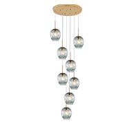 Plafonnier Moderne en Verre soufflé à la Main, Forme Boule, Style Goutte d'eau, idéal pour Un Salon, Une Villa ou des plafonds Hauts, Transparent, 15 lumières (6 lumières en Verre)