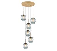 Plafonnier Moderne en Verre soufflé à la Main, Forme Boule, Style Goutte d'eau, idéal pour Un Salon, Une Villa ou des plafonds Hauts, Transparent, 15 lumières (10 lumières Bleues)