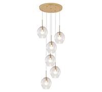 Plafonnier Moderne en Verre soufflé à la Main, Forme Boule, Style Goutte d'eau, idéal pour Un Salon, Une Villa ou des plafonds Hauts, Transparent, 15 lumières (8 lumières Transparentes)