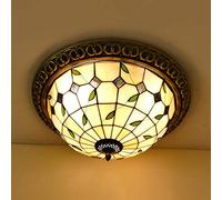 Plafonnier Moderne en Verre teinté avec dôme, Montage encastré, Style Tiffany Traditionnel, 3 LED inversées, pour Chambre à Coucher, Salon, Magasin de Tissus, Beige - 30,5 cm de la