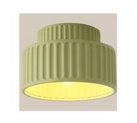 Plafonnier Moderne Et Minimaliste, Lampe Cylindrique En Plâtre Blanc de 23 Cm Pour Chambre, Salon Et Couloir - Design D'Éclairage Rond Et Élégant/Vert