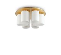 Plafonnier Moderne Feuille or Et Verre Soufflé 6 Lumières DL0103