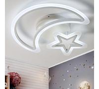 Plafonnier moderne pour enfant 50 cm Motif lune et étoile Dimmable 38 W LED avec télécommande et contrôle par application Idéal pour chambre à coucher, salon, salle d'étude, compatible avec Alexa.