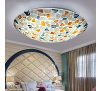 Plafonnier Moderne Rustique Rond encastré Style Tiffany, Lampe Suspendue en Verre coloré pour Chambre à Coucher, Salon, hôtel, café - 40 cm
