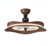 Plafonnier Moderne Style Crème, Finition Bois Noyer, Abat-Jour Acrylique Texture Brume, Plafond, Montage Encastré, Semi-Encastré, Luminaire Suspendu Pour Chambre, Salon, Maison (Blanc)/Bois de Noyer