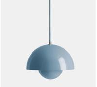 Plafonnier Moderne Style Milieu du siècle, Suspension pour îlot de Cuisine, dôme Bleu Macaron, Suspension Nordique à 1 Pot de Fleurs avec Abat-Jour hémisphérique de 23 cm