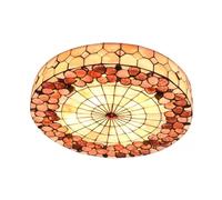 Plafonnier Moderne Style Tiffany Vintage, luminaires Ronds en Verre teinté Orange, Montage encastré, Lampe en Verre Faite à la Main, 3 pièces, avec Coque décorative pour Salon