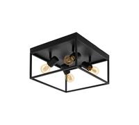 Plafonnier Moderne Vintage Minimal Noir 4 Lumières GL0555