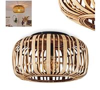 Plafonnier Mongolei en bambou, élégant luminaire boho-vintage dont l'abat-jour rond créé un jeu de lumière au plafond, pour 1 ampoule E27, ampoule(s) non incluse(s)