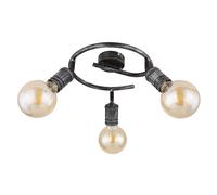 Plafonnier nickel antique lampe de salon plafonnier à 3 lampes spot orientable, métal, 3x E27, DxH 25x11 cm