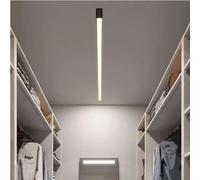 Plafonnier Noir Couloir 1 Lumière Moderne Linéaire Blanche Intégrée Lumineuse de Plafond LED Longue Barre Design Éclairage de Plafond Bureau Salon Salle Manger Chambre (Lumière Chaude 3000K,150CM)