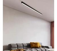 Plafonnier Noir Couloir 1 Lumière Moderne Linéaire Blanche Intégrée Lumineuse de Plafond LED Longue Barre Design Éclairage de Plafond Bureau Salon Salle Manger Chambre (Lumière Blanche 6000K,120CM)