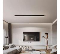 Plafonnier Noir Couloir 1 Lumière Moderne Linéaire Blanche Intégrée Lumineuse de Plafond LED Longue Barre Design Éclairage de Plafond Bureau Salon Salle Manger Chambre (Lumière Neutre 4000K,120CM)