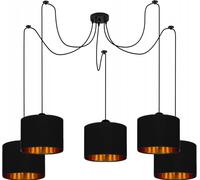 Plafonnier Noir Lampe Lampe en velours Vintage Moderne E27 Lampe de designer 5-flamme N230-P5-S