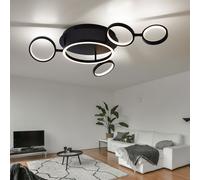 Plafonnier noir LED lampe de salon lampe design plafonnier anneaux réglable, métal noir mat, 29W 1360lm blanc chaud, LxH 79 x 11,5 cm