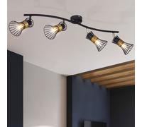 Plafonnier NOIR OR Éclairage salon-salle à manger projecteur pivotant Globo 54814-4