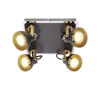 Plafonnier Noir Or GU10 4-Flammes B: 25 Cm En Acier Inoxydable Spot