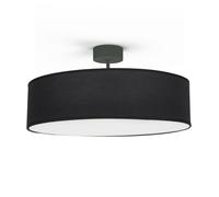 Plafonnier Noir Rond Ø 50 Cm H: 28,5 Cm Tissu Anti Éblouissement 3x E27
