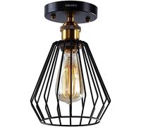 Plafonnier Noir Vintage avec Douille E27 Plafonnier Rétro Industriel Cage Couloir Éclairage De Plafond Lampe De Couloir Dorée pour Entrée, Foyer, Salon, Loft, Restaurant