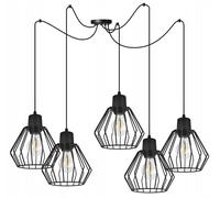 Plafonnier Nuvola Spider Light-Home Suspension - Lustre moderne en araignée pour chambre salon et cuisine style loft industriel - pour 5 ampoules E27 - Abat-jour métallique - Noir