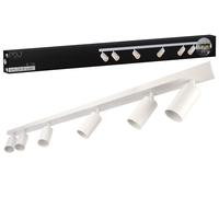 EDO Spots de Plafond Orientable Weiß MALGA 6, Plafonnier 6 Spots avec Douille GU10, Éclairage de Plafond Moderne, Luminaire Plafonnier 230V, Barre de Spot sans Ampoules pour Salon Chambre à Coucher