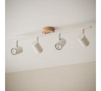 LEDKIA LIGHTING Plafonnier Orientable Bois 4 Spots Olmo pour chambre, salon, cuisine Blanc