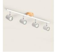 Plafonnier Orientable Bois 4 Spots Olmo Blanc