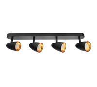 OVO 4 Black Gold Plafonnier à quatre spots, bande, IP20, 4xGU10, noir, anneau doré EDO777243 EDO