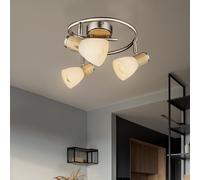 Plafonnier Orientable En Verre Opale En Bois Pour Couloir Spot Rond