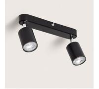 Plafonnier Orientable Métal 2 Spots Albus Black Large Noir