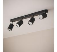 Plafonnier Orientable Métal 4 Spots Albus Black Large Noir