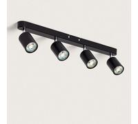 Plafonnier Orientable Métal 4 Spots Albus Black Large Noir