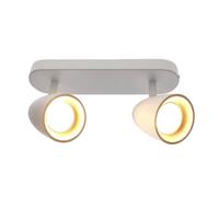 OVO 2 or blanc Plafonnier double spot, bande, IP20, 2xGU10, blanc, anneau doré EDO777238 EDO