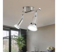 Plafonnier spots de plafond orientables spot mobile plafonniers salle à manger, métal argenté, 2x LED 2x 3 watt 2x 280 lumens blanc chaud, L 25,5 cm