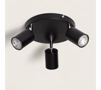 Plafonnier Orientable Rond Métal 3 Spots Albus Black