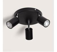 Plafonnier Orientable Rond Métal 3 Spots Albus Black Noir
