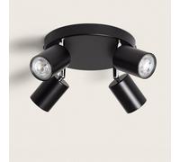 Plafonnier Orientable Rond Métal 4 Spots Albus Black