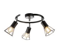 Plafonnier orientable Spot 3 flammes Plafonnier salon, design cage noir, 3x E14, DxH 25x10 cm