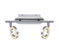 Plafonnier orientable, spot chromé, spot mobile, plafonnier, salon, LED, 2x 5 watts, 700 lumens, blanc chaud, L 31,5 cm