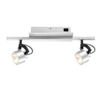 Plafonnier orientable, spot de plafond, 2 lampes LED, éclairage de salon, argent, aluminium noir, 2 LED 5 W, 330 lm, blanc chaud, L x l 40,4 x 9 cm