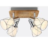 Plafonnier PADRE 4xE14/40W blanc/bois clair L : 220, l : 180, H : 220, douille E14, intensité lumineuse variable